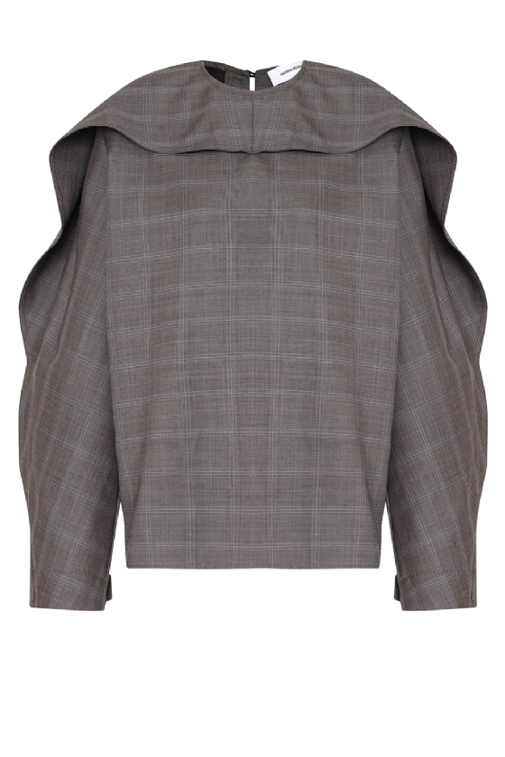 Linde Wool Blouse Brown - Blue