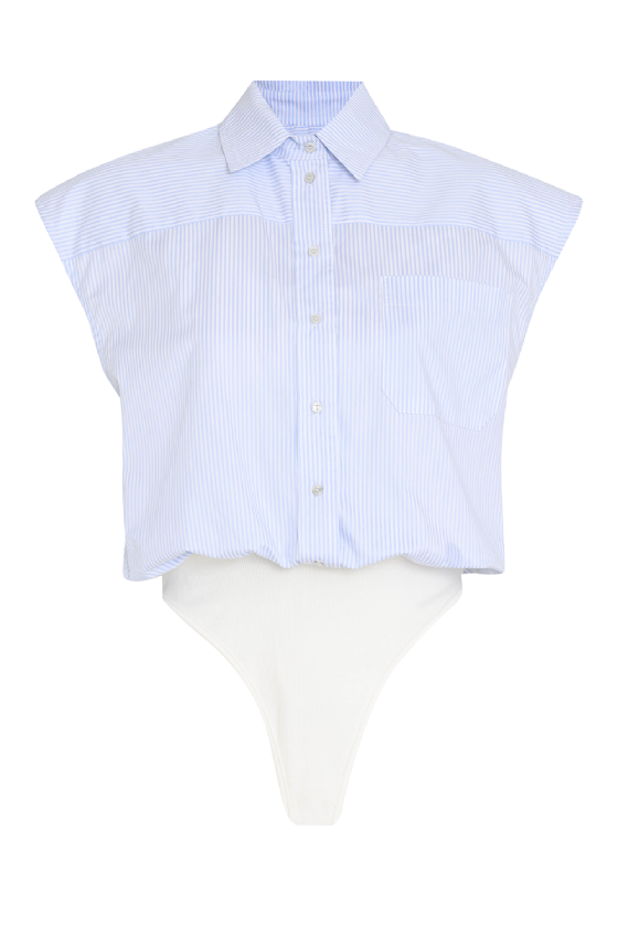 Lilac Tricoline Bodysuit Off White- Light Blue