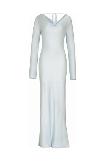 Mirna Satin Silk Dress Water Blue