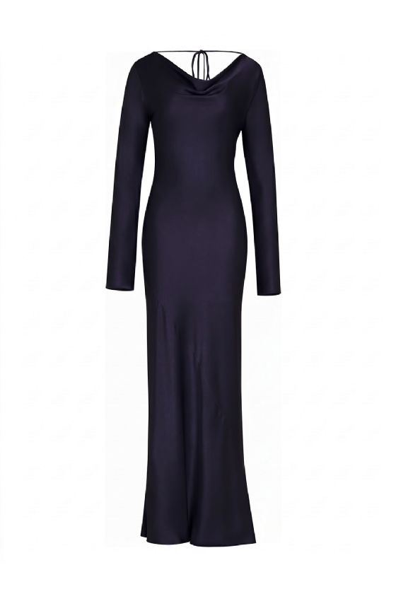 Mirna Satin Silk Dress  Dark Navy 