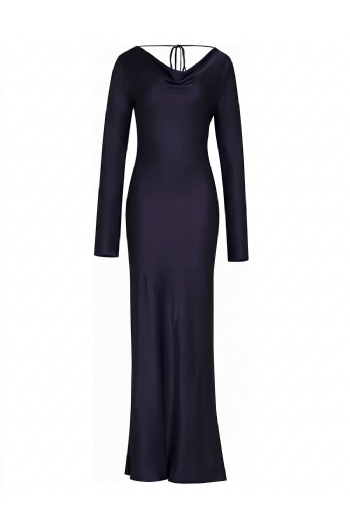 Mirna Satin Silk Dress  Dark Navy 