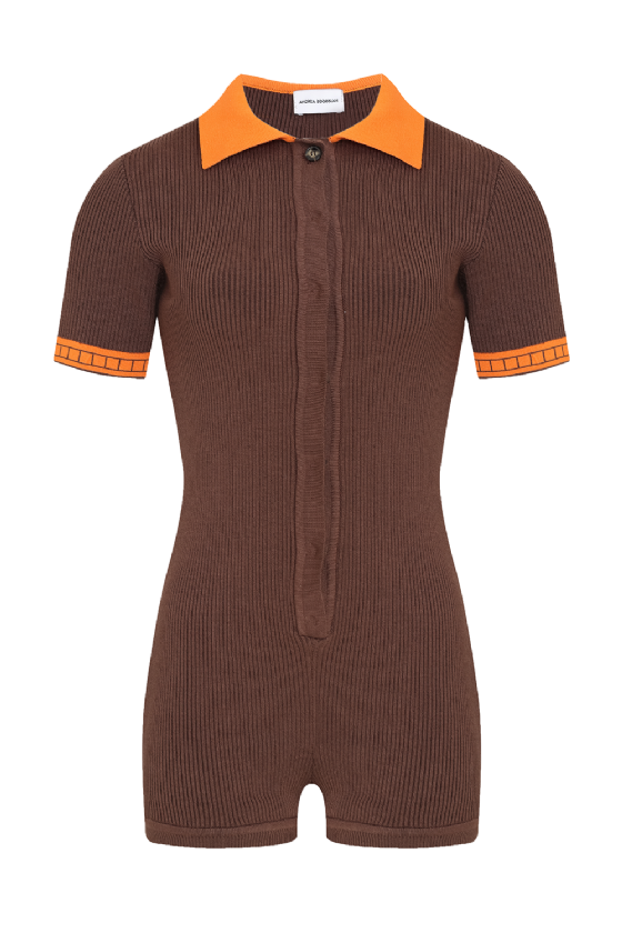 Joley Knit Jumpsuit Dark Brown-Orange