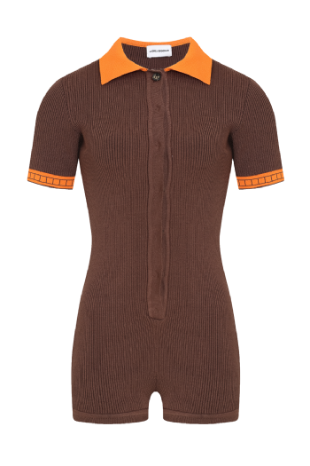 Joley Knit Jumpsuit Dark Brown-Orange