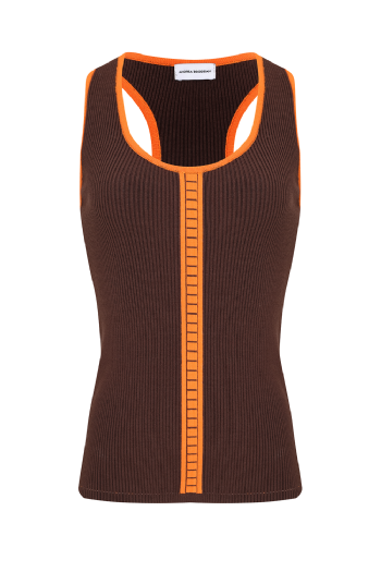 Jole Knit Tank Top Dark Brown-Orange