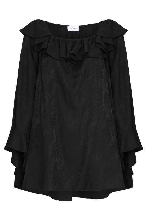 Maria Satin Jacquard Dress Black