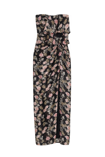 Miriam Floral Silk Dress Black