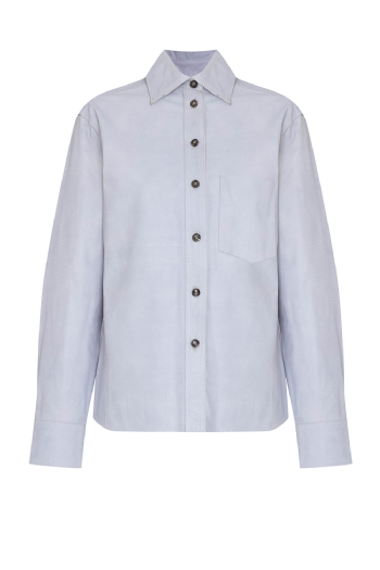 Larita Leather Shirt  Light Blue