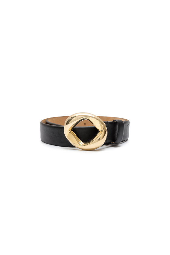 Mintropy Leather Belt Black-Gold