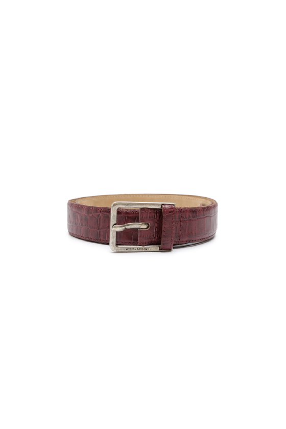 Meroy Leather Belt Dark Wine-Silver