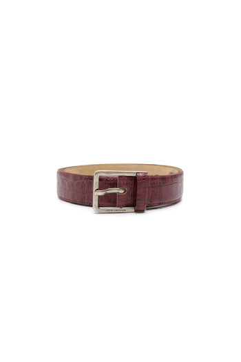 Meroy Leather Belt Dark Wine-Silver