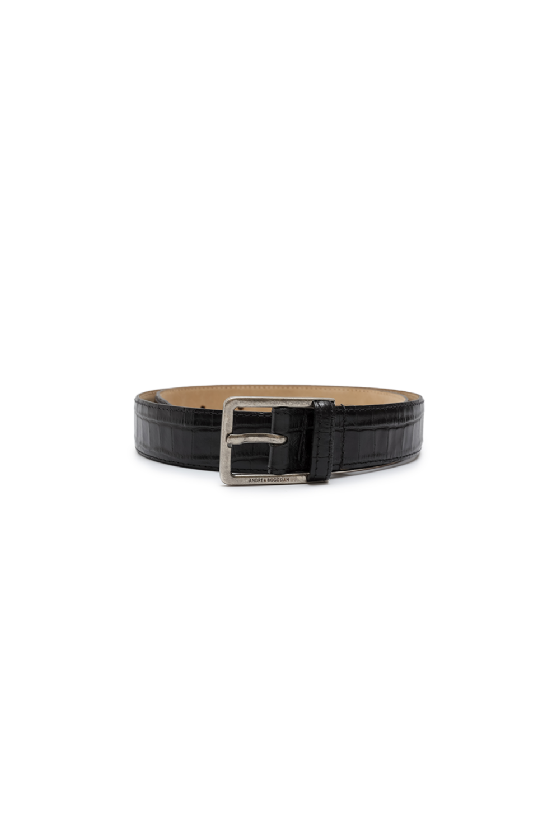 Meroy Leather Belt Black-Silver
