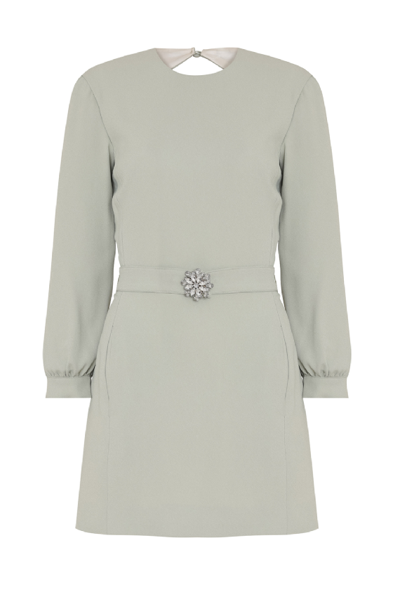 Marcia Crepe Dress Warm Silver