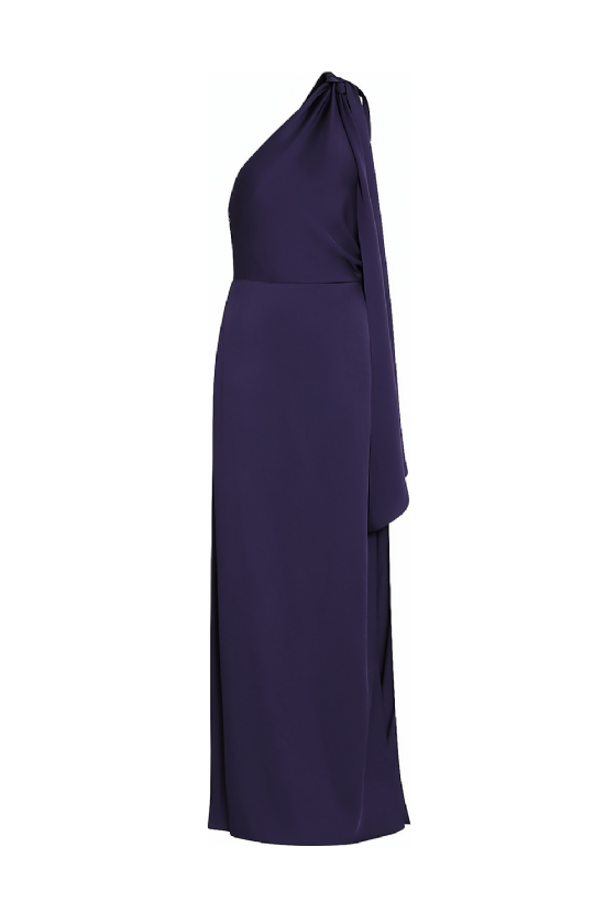 Crepe High-Low Dress Carbon Blue