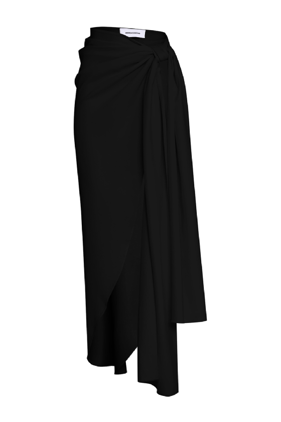  Maila Crepe Sash Skirt Black