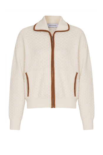 Morgana Knit Jacket Off White-Camel