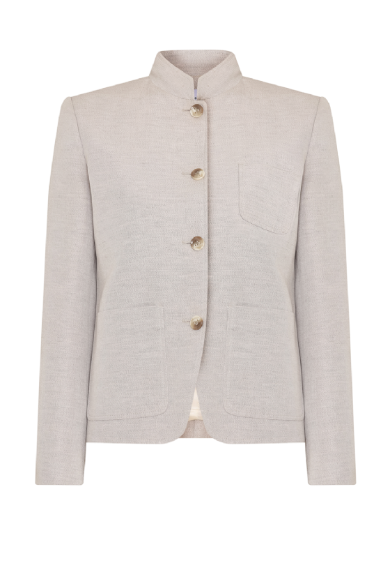 L Manda Crepe Blazer  Melange Etoupe