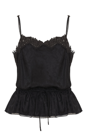 Maya Satin Jacquard Tank Top Black