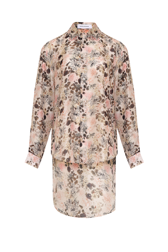 Misky Floral Silk Shirt Soft Pink