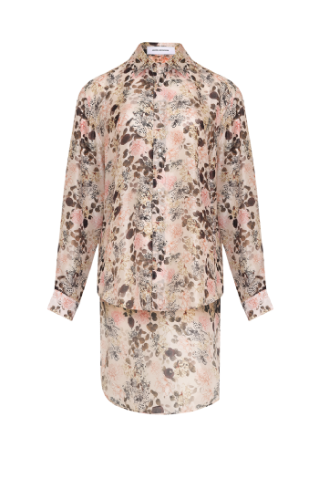 Misky Floral Silk Shirt Soft Pink