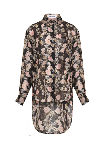 Misky Floral Silk Shirt Black