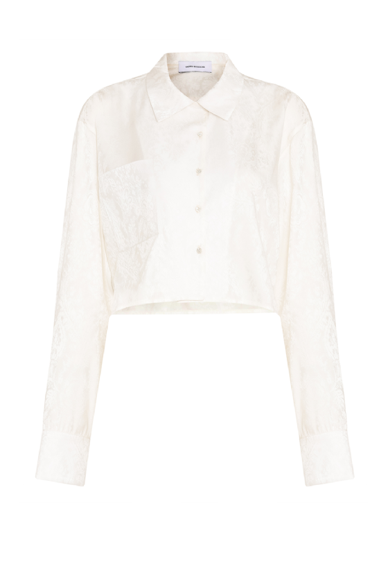 Mejessa Satin Jacquard Shirt Off White