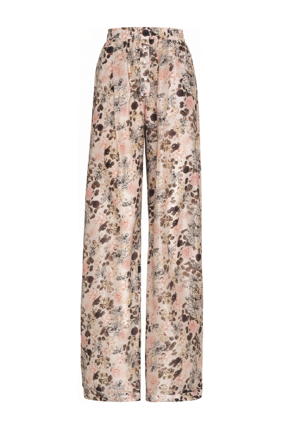 Mubs Floral Silk Trousers Soft Pink