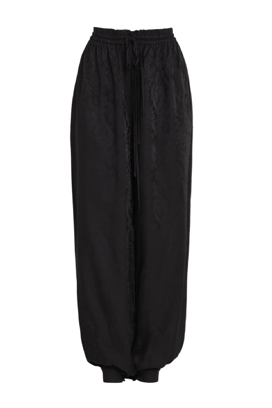Maite Satin Jacquard Trousers Black