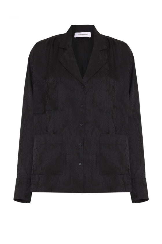 Mejess Satin Jacquard Shirt Black