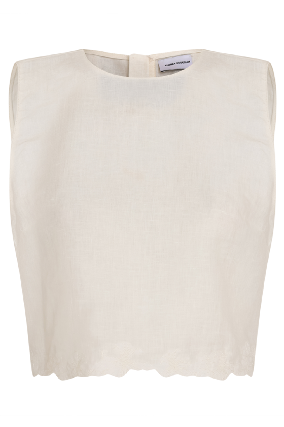 Micaela Linen Tank Top Off White