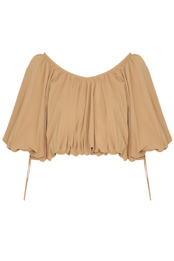 Maritza Taffeta Blouse Tan