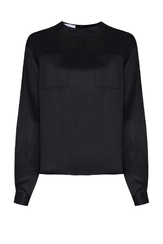 Meet Silk Satin Blouse Black