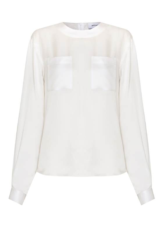 Meet Silk Satin Blouse Off White
