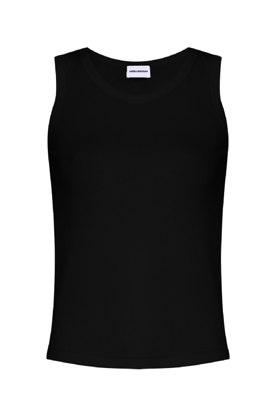 Mene Ribbed Knit Tank Top Black