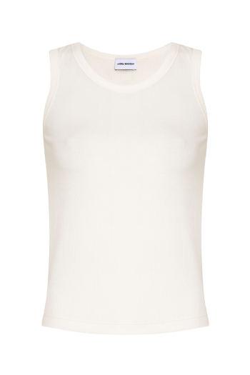 Mene Ribbed Knit Tank Top Off White