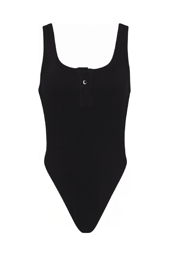 Malie Ribbed Knit Bodysuit Black