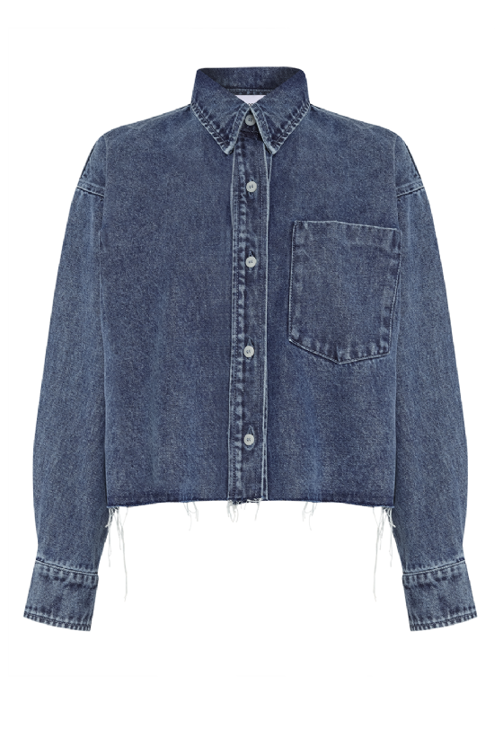 Moirane Denim Shirt Marble Blue