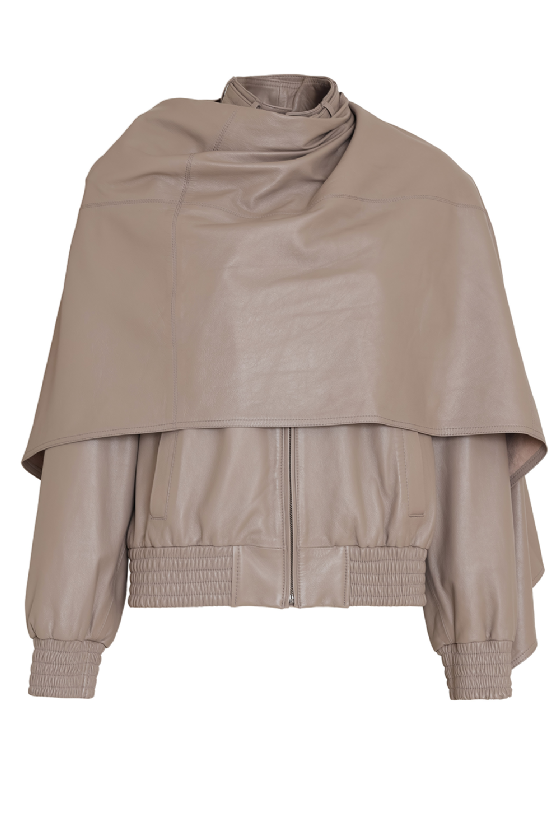 Michiru Leather Jacket Taupe