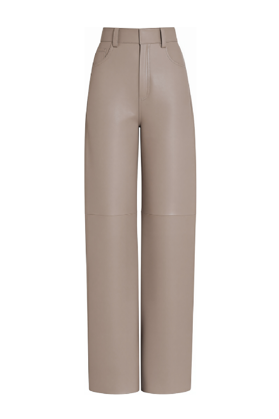 Moepala Leather Trousers Taupe