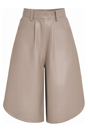 Mailene Leather Bermuda Shorts Taupe