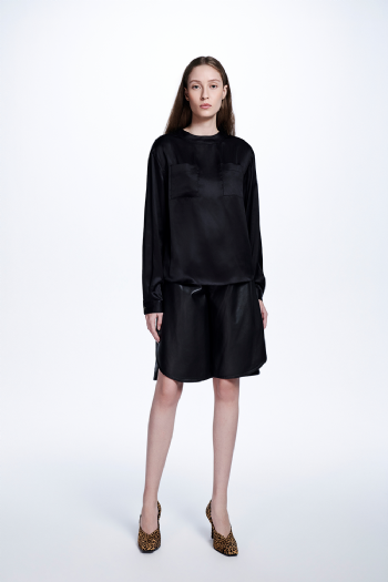 Mailene Leather Bermuda Shorts Black