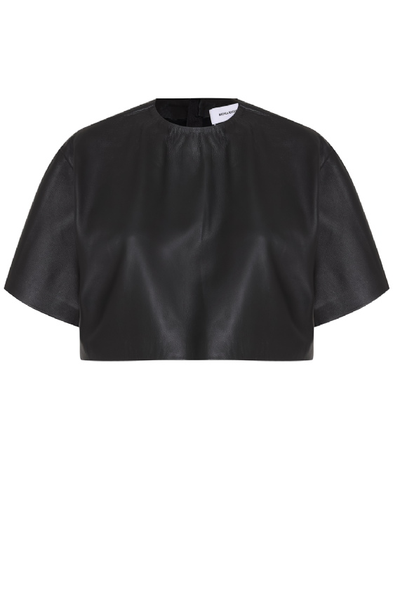 Marlia Leather T-Shirt Black