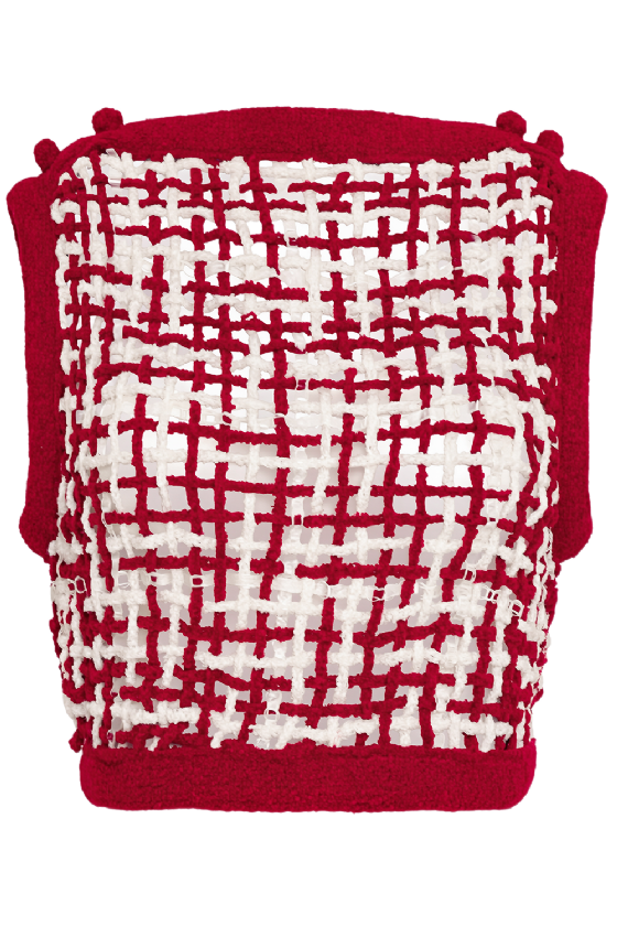 Milazy Crochet Tank Top Rouge-Off White