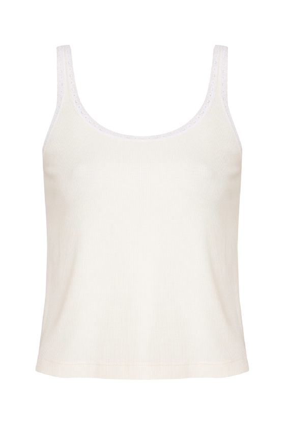 Ribbed Knit Tank Top Off White