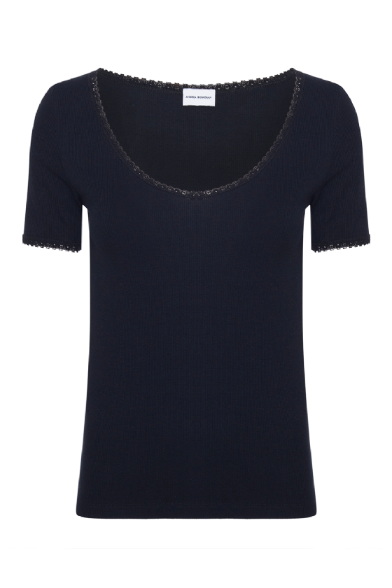 Mamai Ribbed Knit Top Black