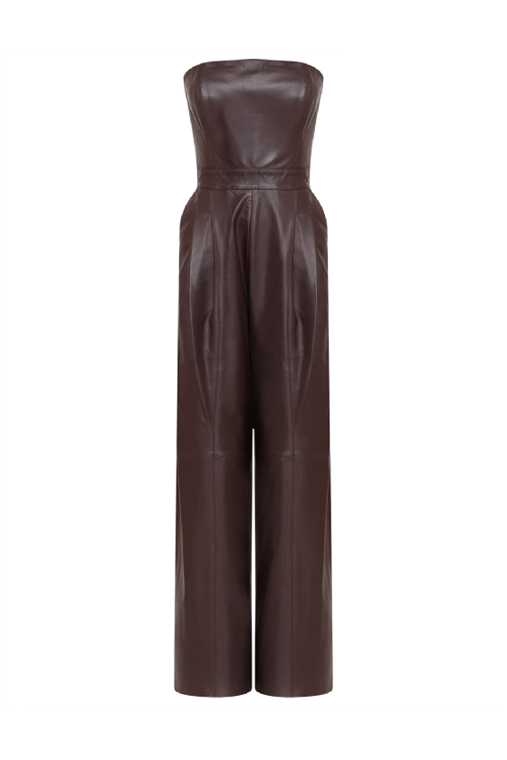 Luit Leather Jumpsuit Dark Wine