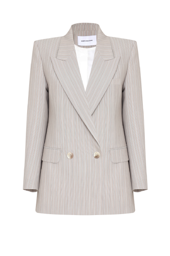 Luz Striped Wool Blazer Taupe Gris