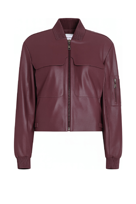 Michiko Leather Jacket Aubergine