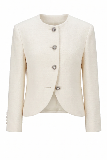 K Minda Tweed Coat White