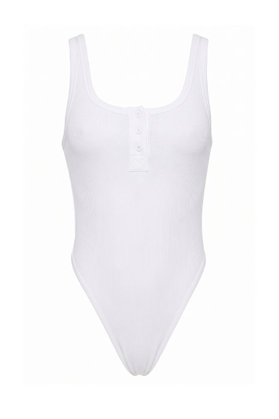 Malie Ribbed Knit Bodysuit Off White