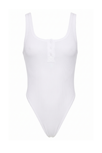 Malie Ribbed Knit Bodysuit Off White